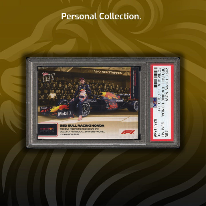 PSA 10 - 1/1 Max Verstappen #85 - Red Bull Racing Honda Secures WDC 2021 - Gold - 2021 Topps Now F1