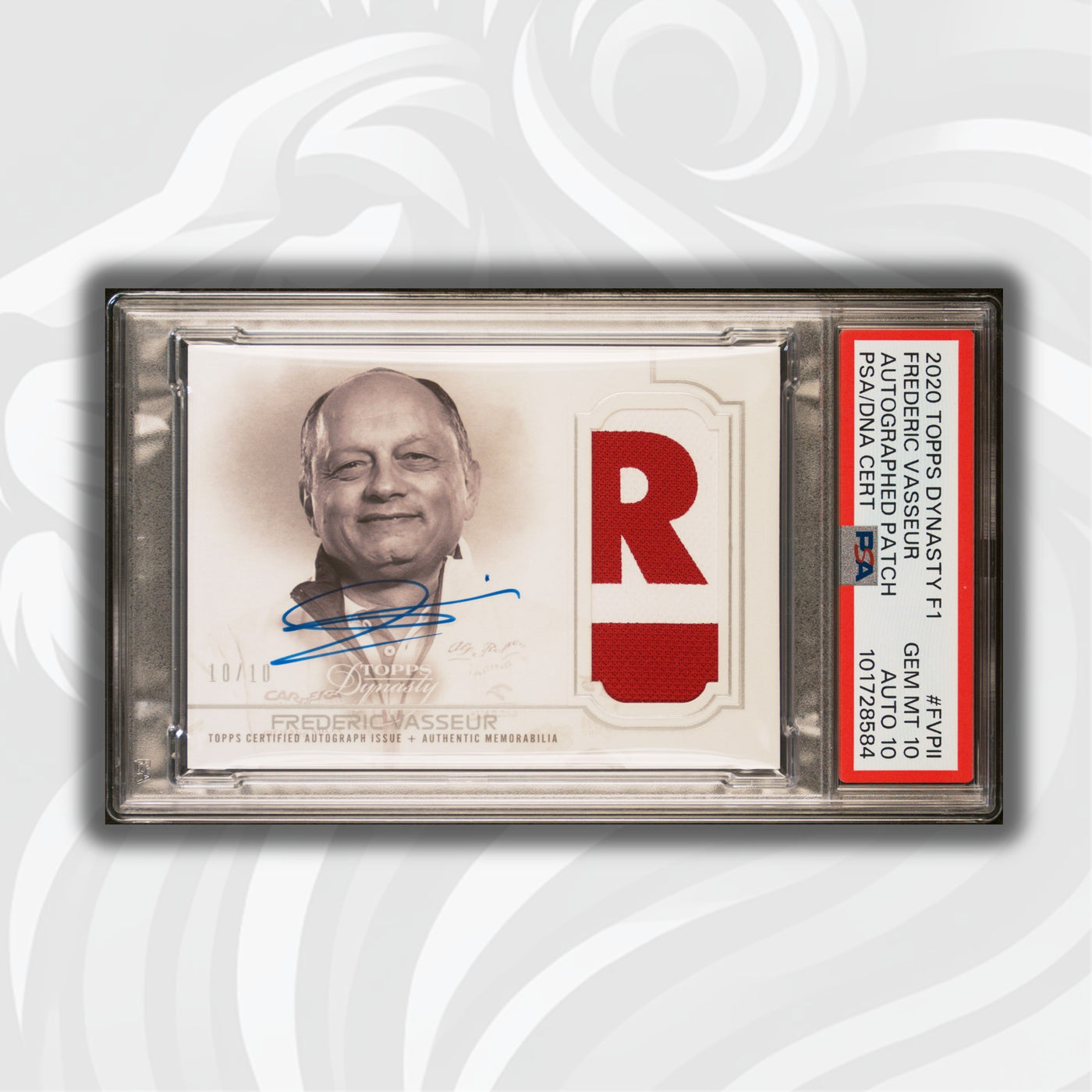 PSA10 - 10/10 Silver - Frederic Vasseur #FVPII - 2020 Dynasty Autograph Patch