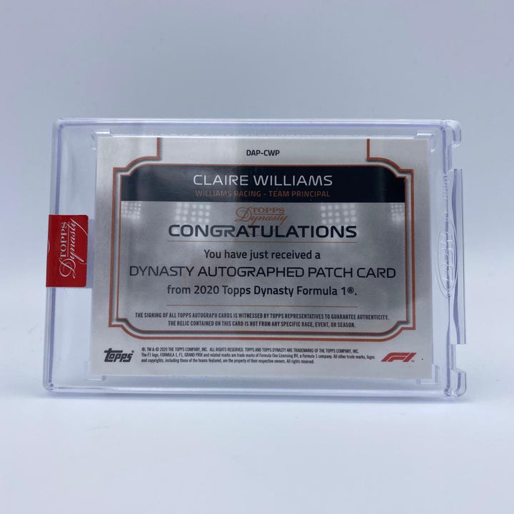01/10 - Claire Williams #DAP-CWP - Williams Racing - Dynasty Autograph Patch