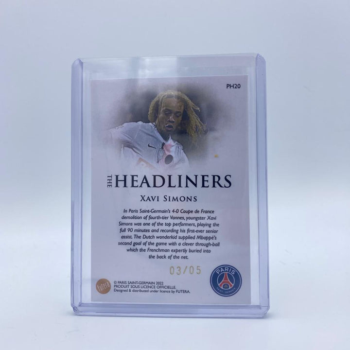 3/5 - Xavi Simons - Headliners #PH20 - PSG Exclusive - 2022 Futera