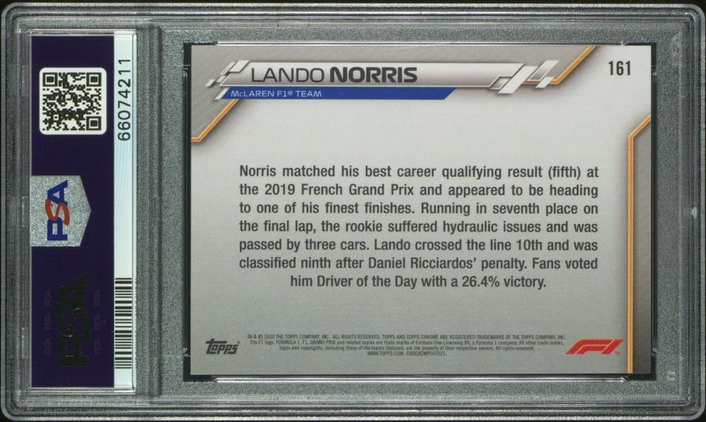 PSA 10 - Lando Norris #161 - 2020 Topps Chrome F1