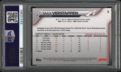 PSA 10 - Max Verstappen #6 - 70TH Anniversary - Orange - 2020 Topps Chrome F1