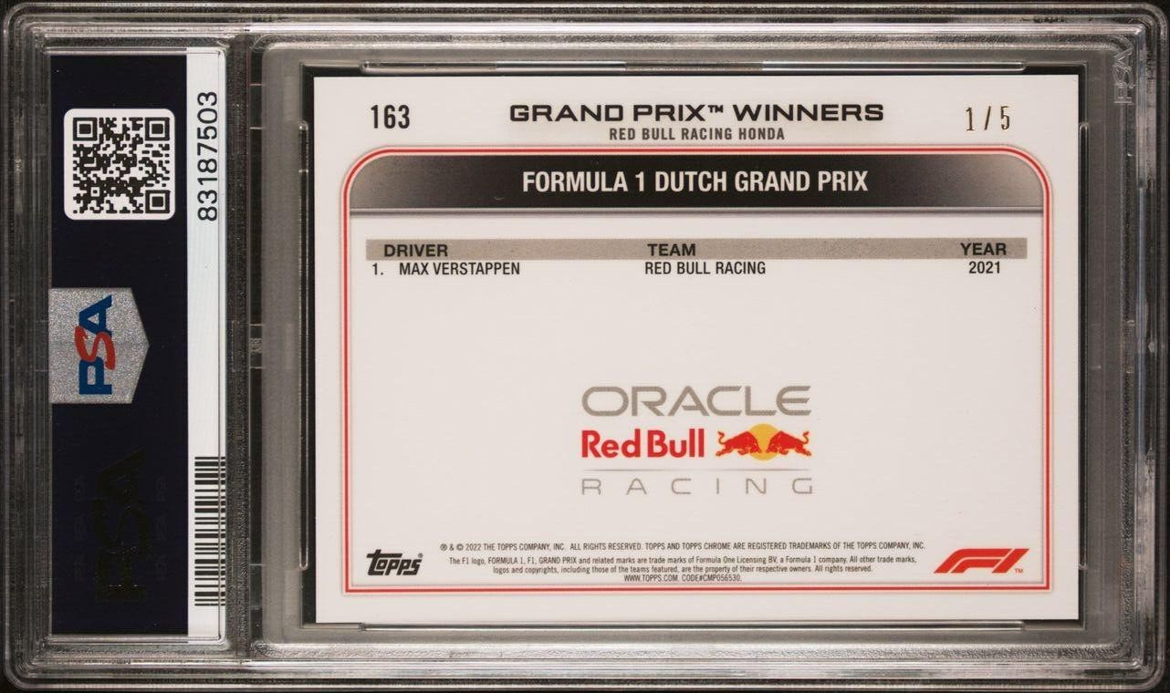PSA 9 - /5 Max Verstappen #163 - Sapphire - Red - 2022 Topps Chrome F1