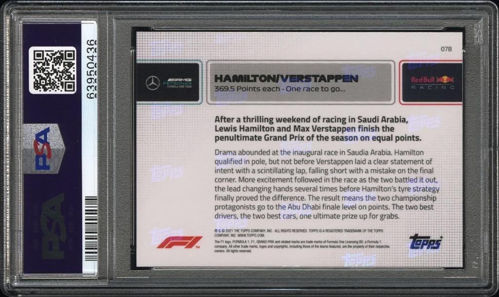 PSA 10 - /99 Max Verstappen #78 - Teal Red - 2021 Topps Now F1