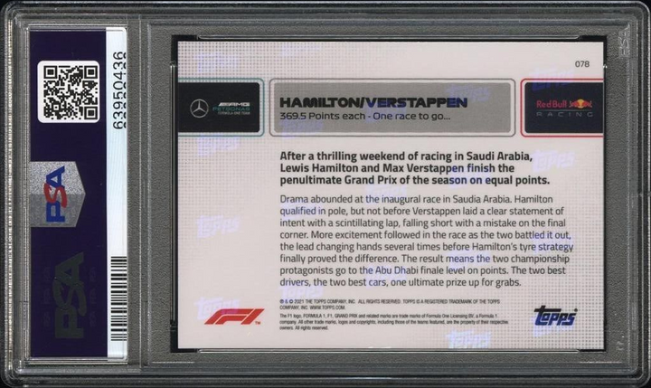 PSA 10 - /99 Max Verstappen #78 - Teal Red - 2021 Topps Now F1