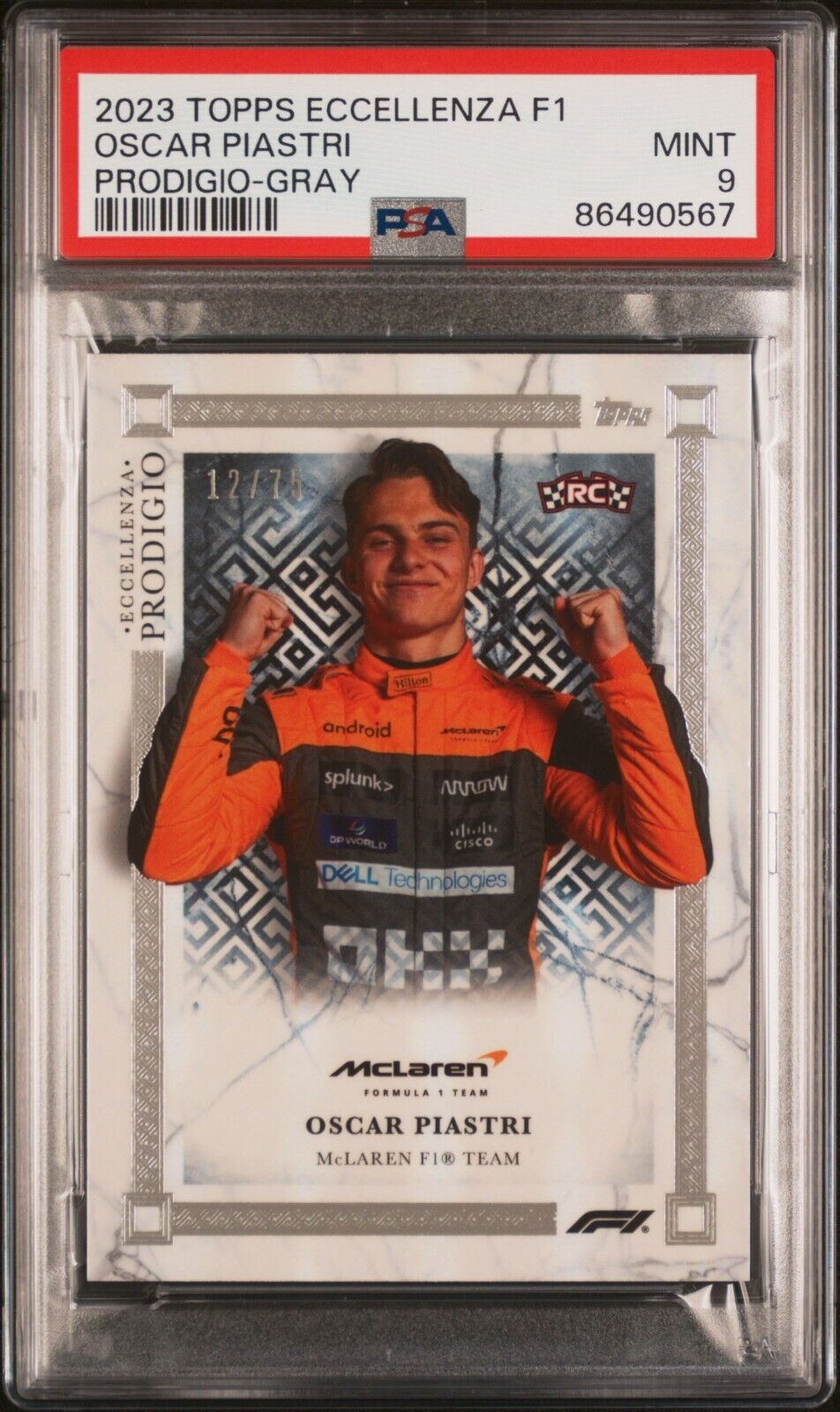 PSA 9 - /75 Oscar Piastri - Rookie - Prodigio Gray - 2023 Topps Eccellenza F1