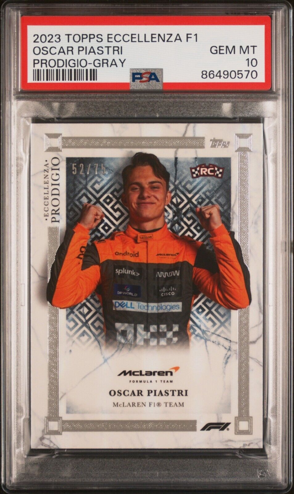 PSA 10 - /75 Oscar Piastri - Rookie - Prodigio Gray - 2023 Topps Eccellenza F1