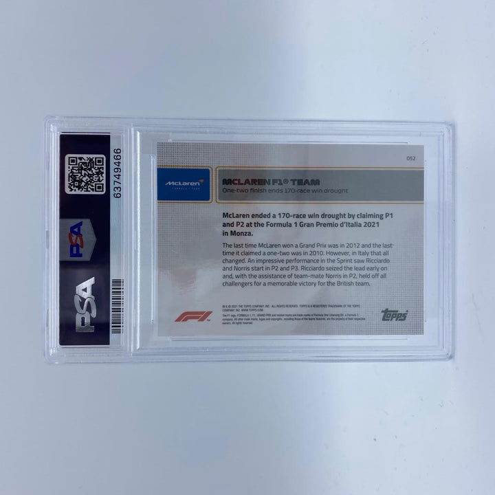 PSA 10 - 4/10  Ricciardo Norris One-two finish #52 - 2021 Topps Now