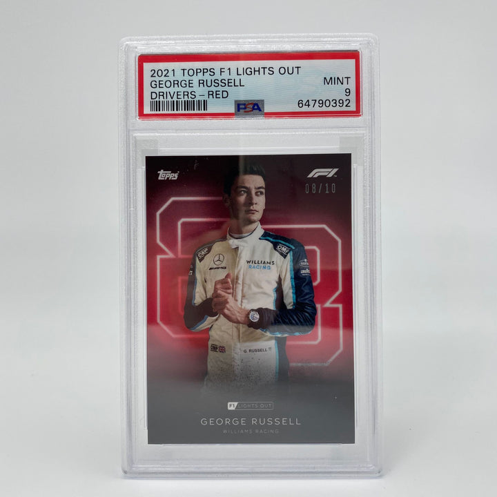 George Russell Driver Tag PSA 9 - 08/10 George Russell - Drivers - Red Parallel – Authenticsgg