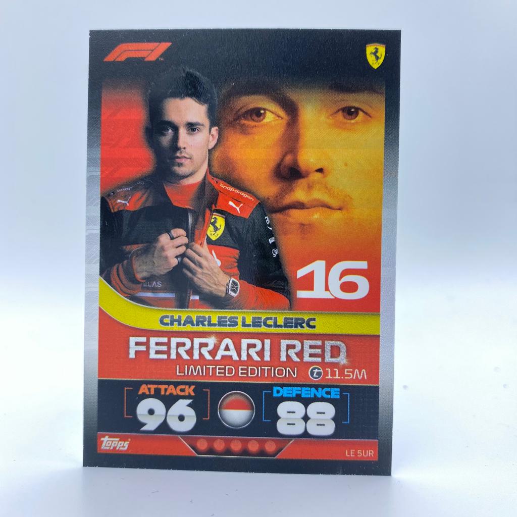 topps turbo attax 2022 rare cards Charles Leclerc - Ferrari Red #LE5UR