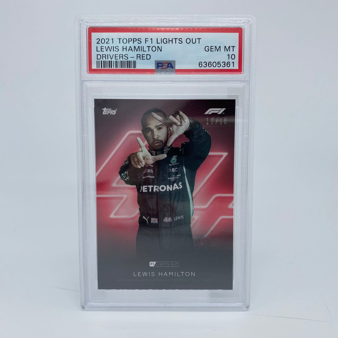 PSA 10 - 10/10 Lewis Hamilton Drivers Red Parallel