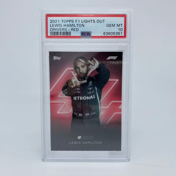 PSA 10 - 10/10 Lewis Hamilton Drivers Red Parallel