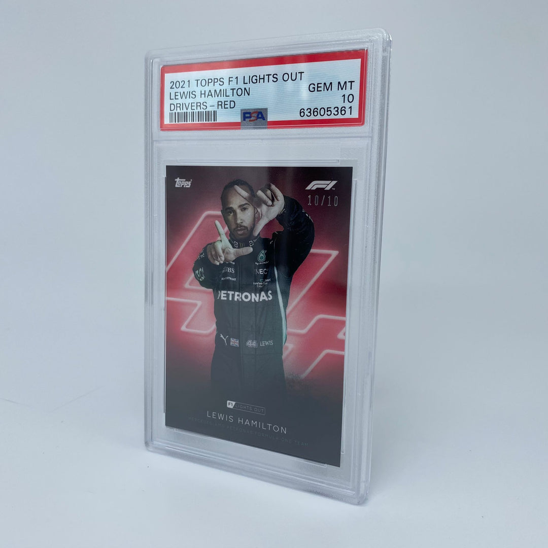 PSA 10 - 10/10 Lewis Hamilton Drivers Red Parallel