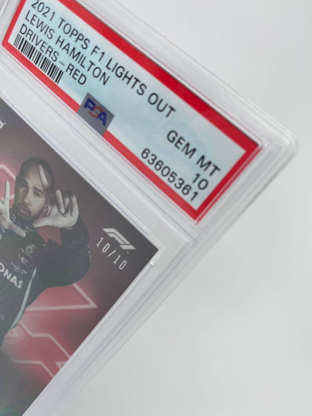 PSA 10 - 10/10 Lewis Hamilton Drivers Red Parallel