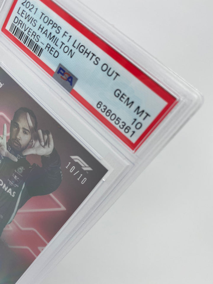 PSA 10 - 10/10 Lewis Hamilton Drivers Red Parallel