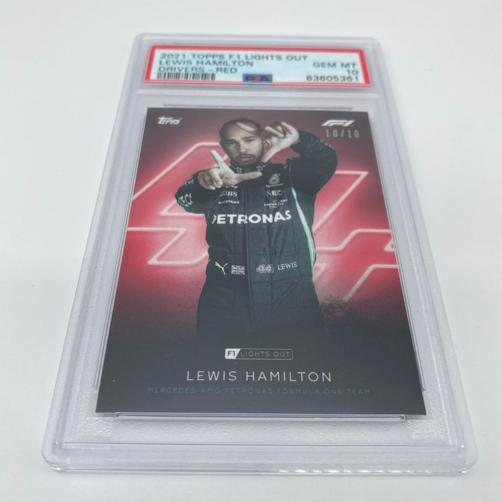 PSA 10 - 10/10 Lewis Hamilton Drivers Red Parallel
