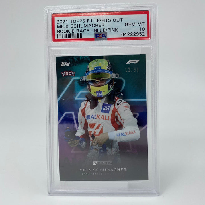 PSA 10 - 12/50 Mick Schumacher - Rookie Race - Aqua Parallel