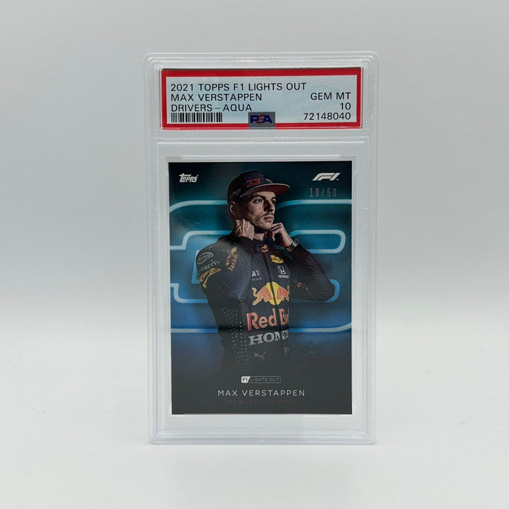 PSA 10 - 19/50 Max Verstappen - Drivers -  Aqua Parallel