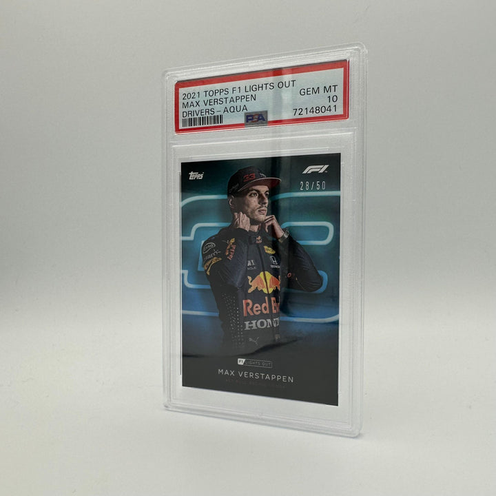 PSA 10 - 28/50 Max Verstappen - Drivers -  Aqua Parallel