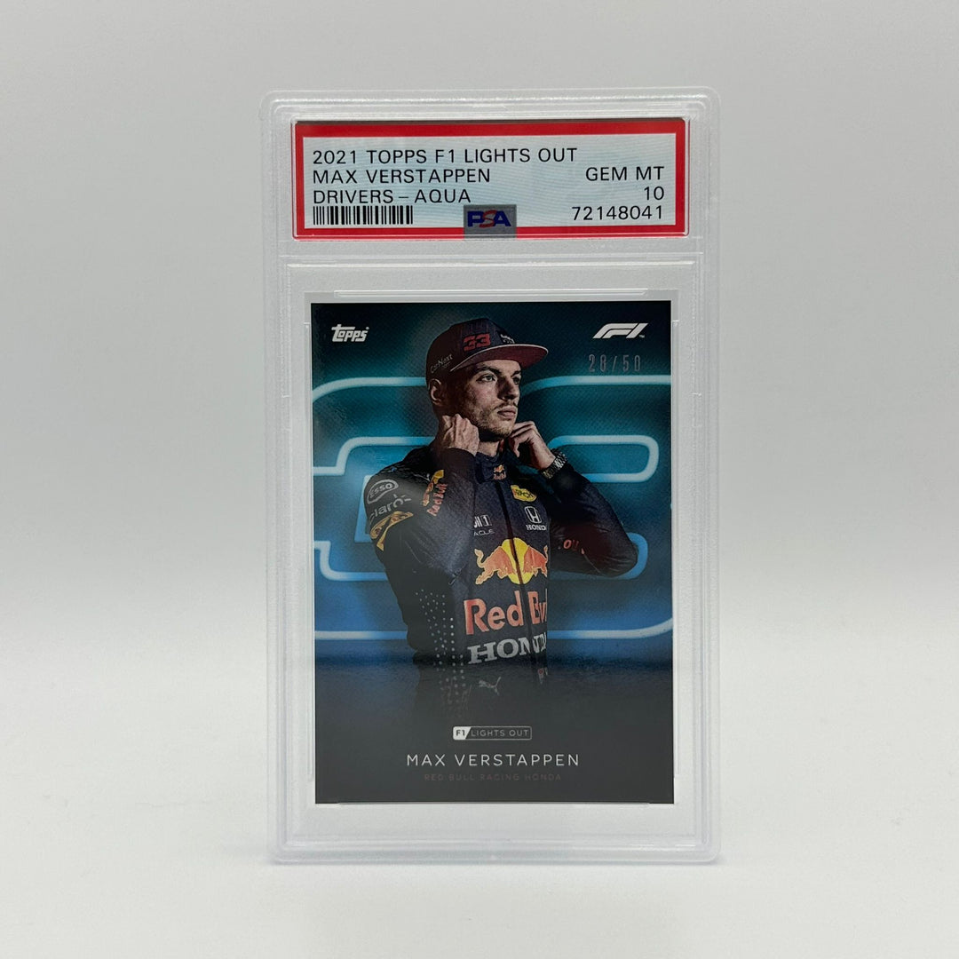 PSA 10 - 28/50 Max Verstappen - Drivers -  Aqua Parallel