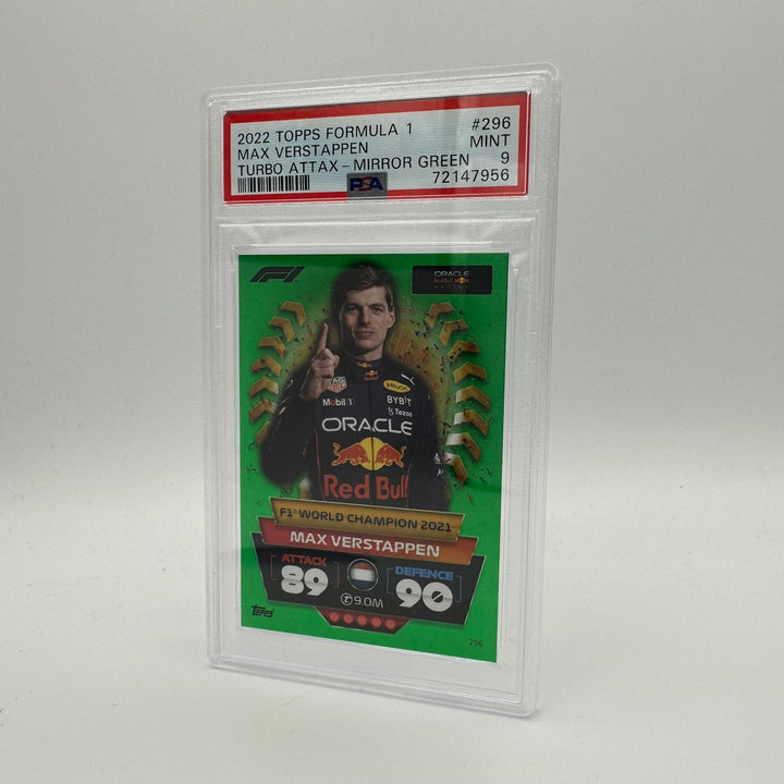 PSA 9 - 118/500 Max Verstappen #296 - F1 World Champion 2021 - Green Mirror