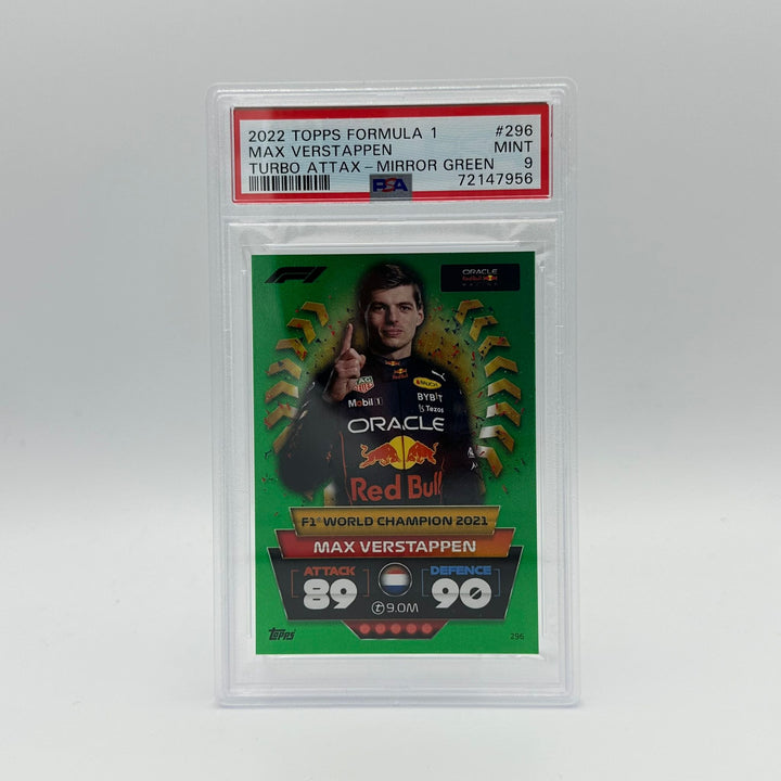 PSA 9 - 118/500 Max Verstappen #296 - F1 World Champion 2021 - Green Mirror