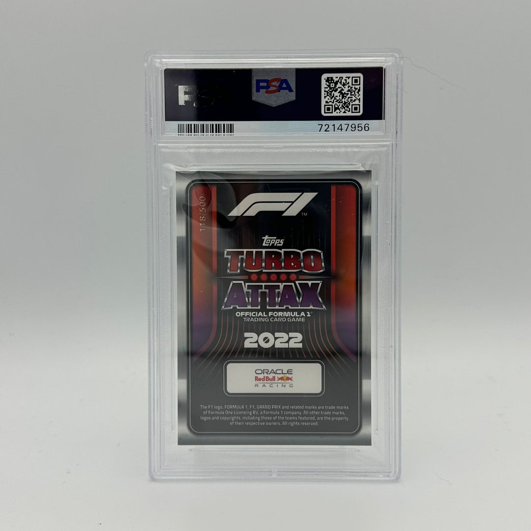 PSA 9 - 118/500 Max Verstappen #296 - F1 World Champion 2021 - Green Mirror