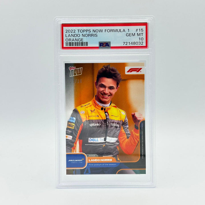 PSA 10 - 07/10 Lando Norris #015 - First Podium - Orange