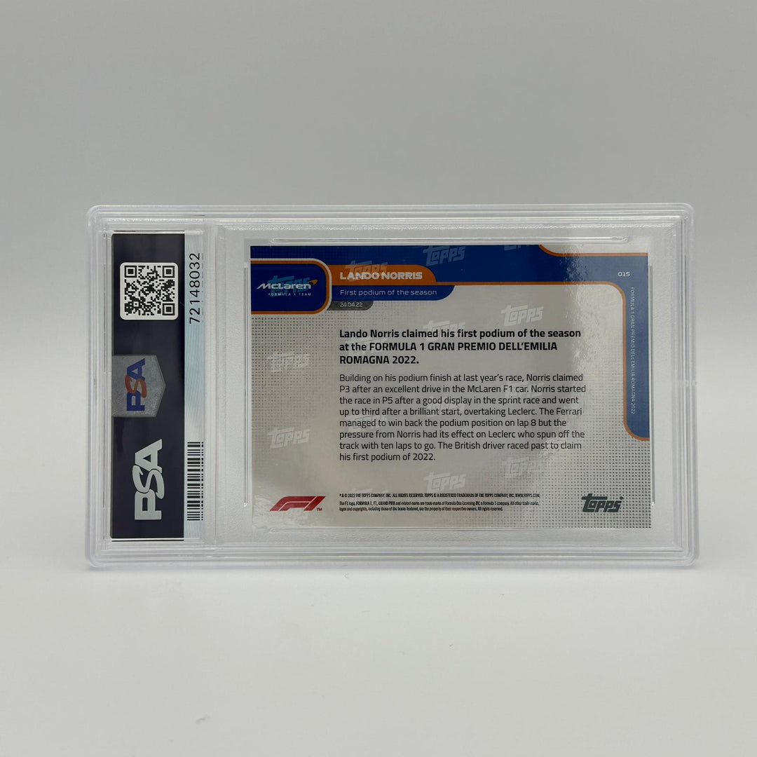 PSA 10 - 07/10 Lando Norris #015 - First Podium - Orange