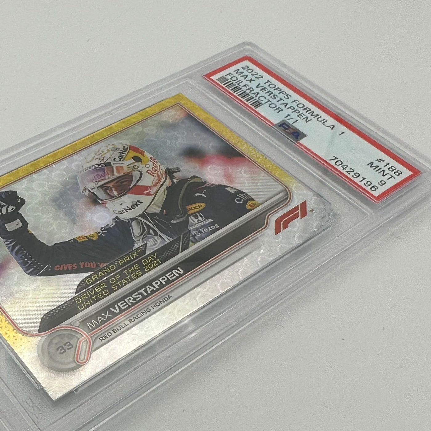 PSA 9 - 1/1 Max Verstappen #188 Driver Of The Day Us 2021 - Foilfractor